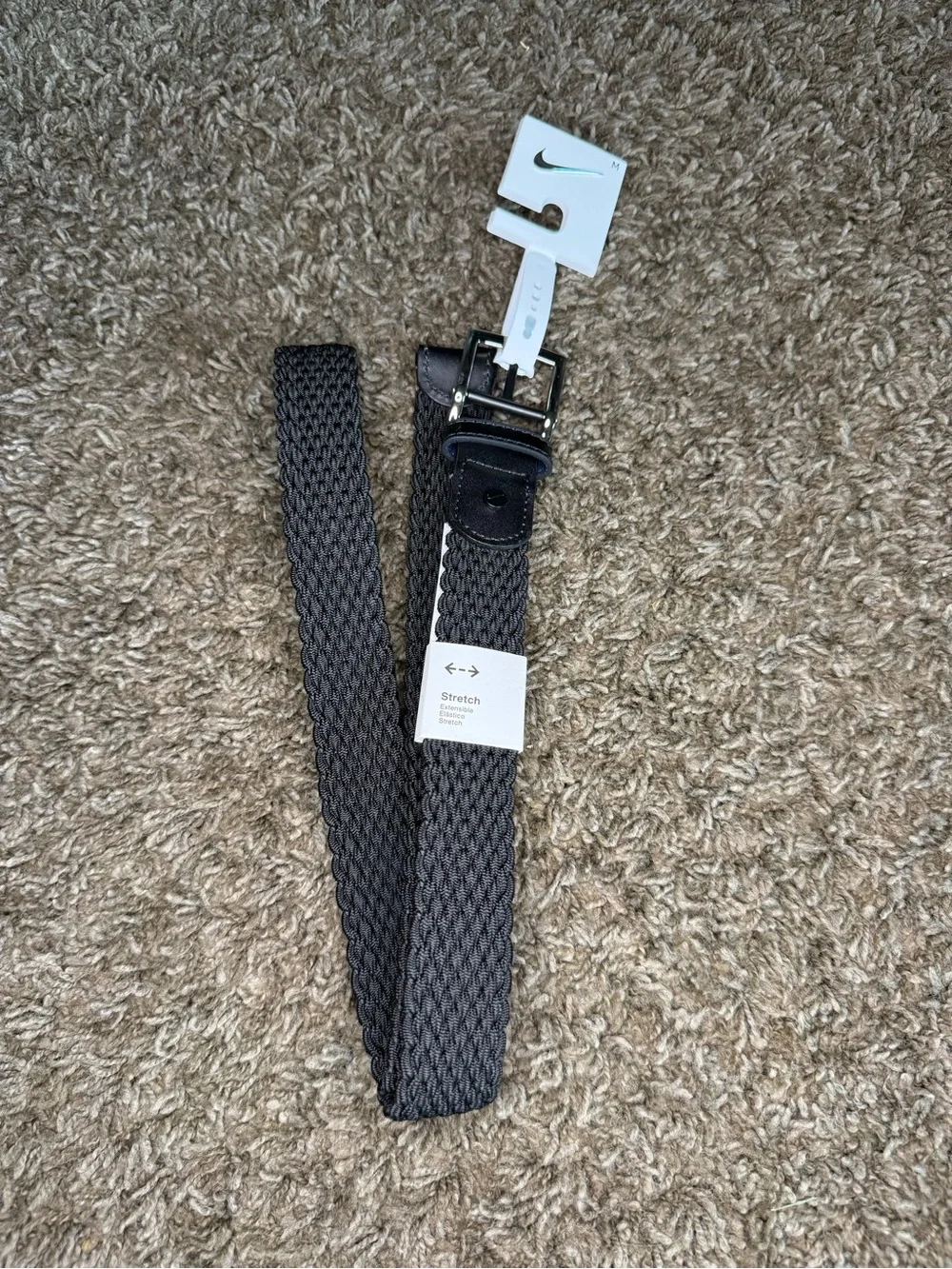 NWT Black Nike Men’s Stretch Woven Golf Belt – Size M (36–38)